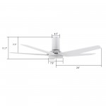 Woodrow 48 Inch 5-Blade Smart Ceiling Fan - White