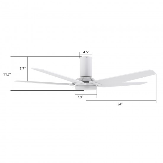 Woodrow 48 Inch 5-Blade Smart Ceiling Fan - White