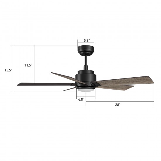 Ascender 56 Inch 5-Blade Smart Ceiling Fan - Black