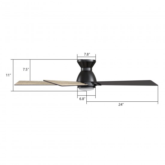 Ascender 48 Inch 5-Blade Flush Mount Smart Ceiling Fan - Black