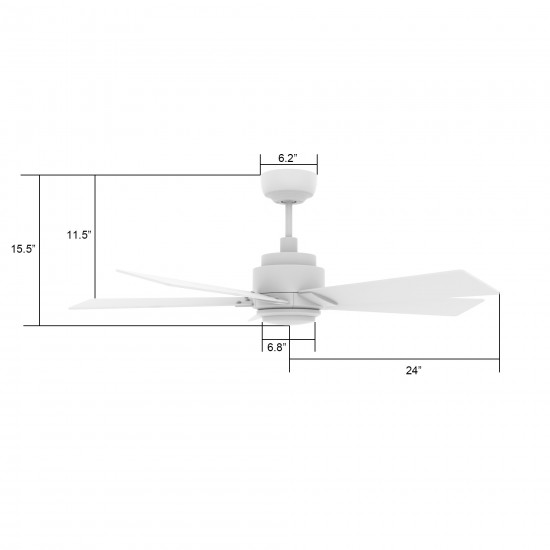 Ascender 48 Inch 5-Blade Smart Ceiling Fan - White