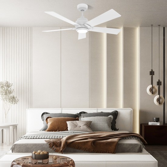 Ascender 56 Inch 5-Blade Smart Ceiling Fan - White