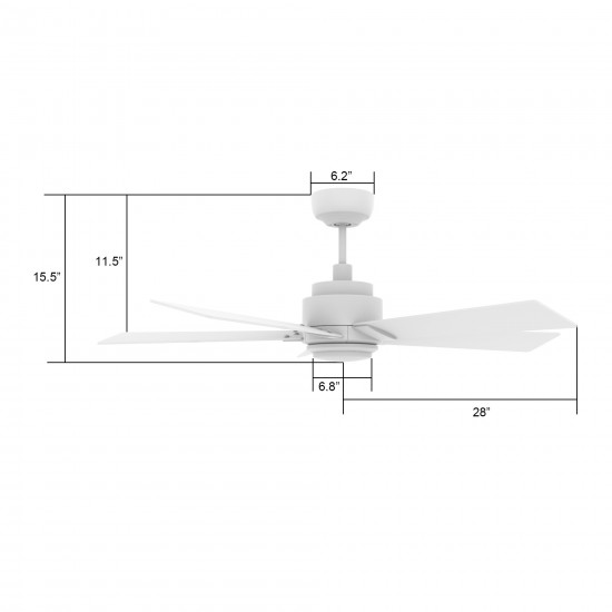 Ascender 56 Inch 5-Blade Smart Ceiling Fan - White