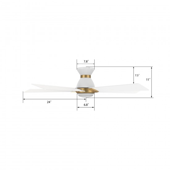 Ascender 48 Inch 5-Blade Flush Mount Smart Ceiling Fan - White