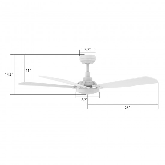 Winston 52 Inch 5-Blade Smart Ceiling Fan - White