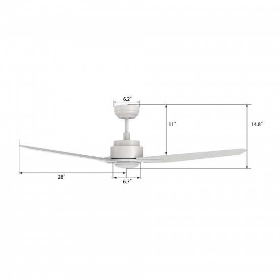 Tracer 56 Inch 3-Blade Smart Ceiling Fan - White