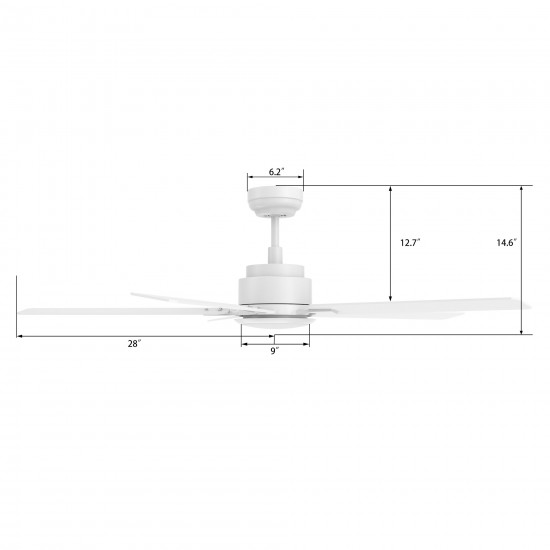 Espear 56 Inch 5-Blade Smart Ceiling Fan - White