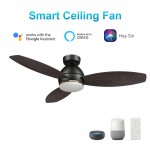 Hobart 48 Inch 3-Blade Smart Ceiling Fan - Black