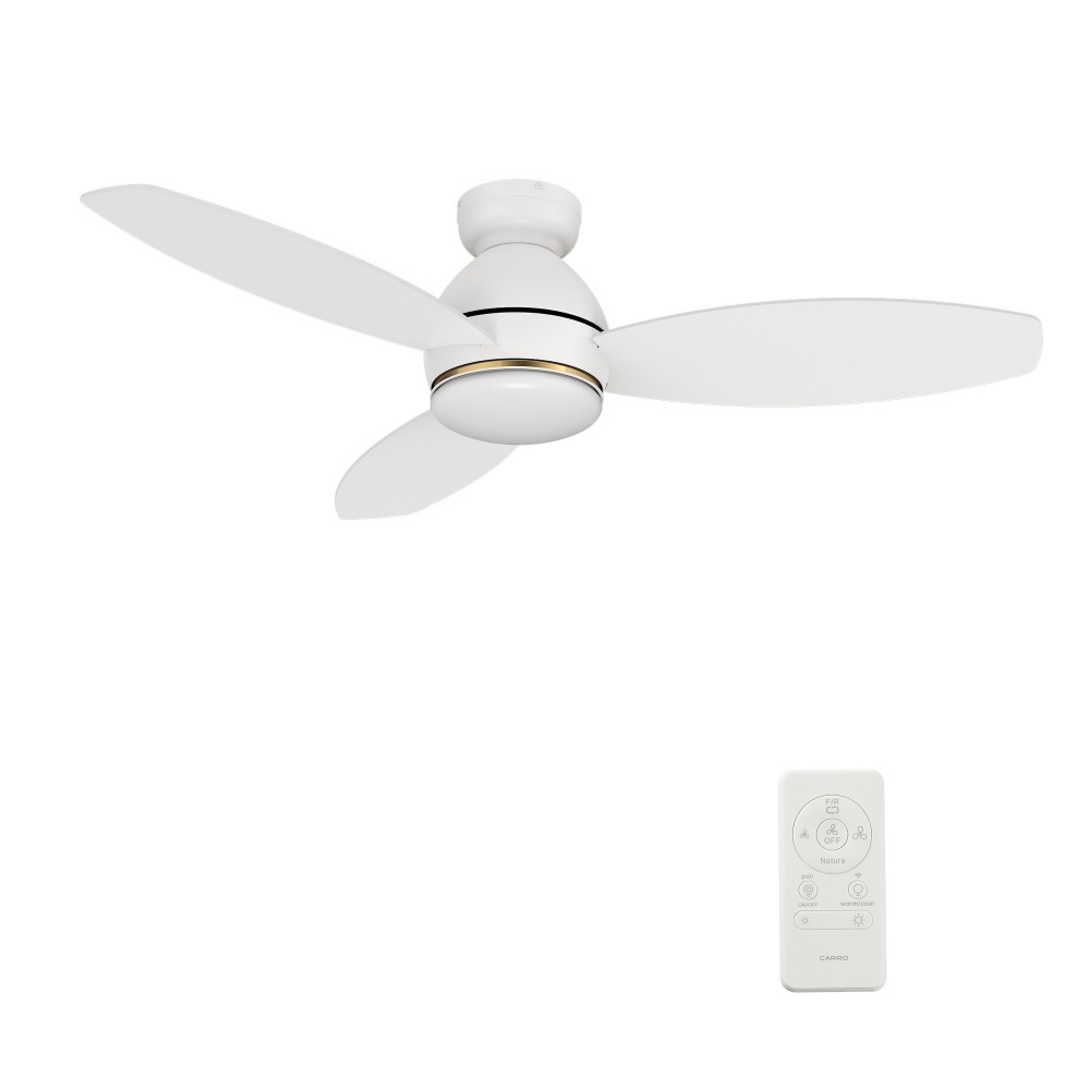 Hobart 48 Inch 3-Blade Flush Mount Smart Ceiling Fan - White