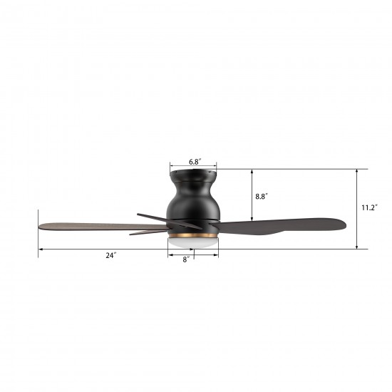 Dubois 48 Inch 5-Blade Smart Ceiling Fan - Black