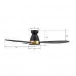 York 52 Inch 3-Blade Flush Mount Smart Ceiling Fan - Black