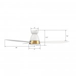 York 52 Inch 3-Blade Smart Ceiling Fan - White (Gold Detail)