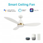 York 52 Inch 3-Blade Smart Ceiling Fan - White