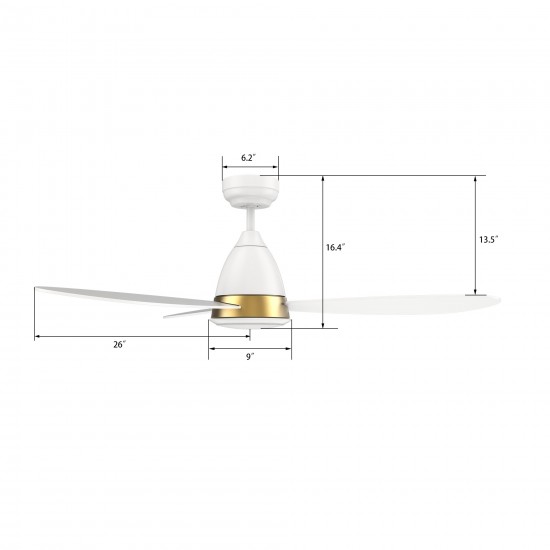 York 52 Inch 3-Blade Smart Ceiling Fan - White