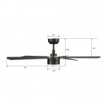 Tarrasa 52 Inch 5-Blade Smart Ceiling Fan - Black