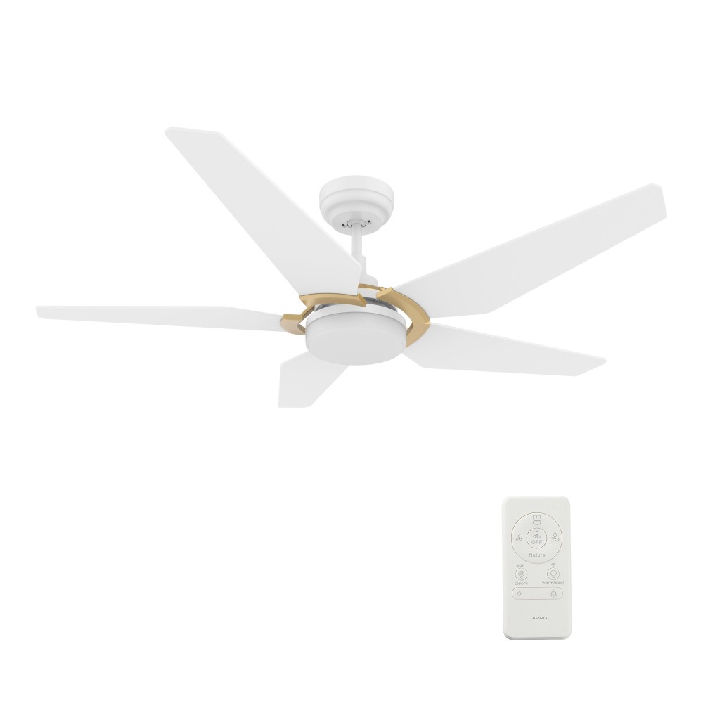 Woodrow 52 Inch 5-Blade Smart Ceiling Fan - White (Gold Detail)