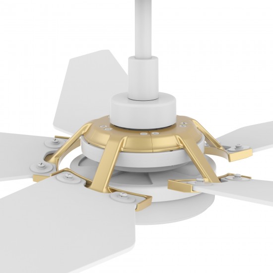 Woodrow 52 Inch 5-Blade Smart Ceiling Fan - White (Gold Detail)