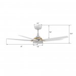 Woodrow 52 Inch 5-Blade Smart Ceiling Fan - White (Gold Detail)