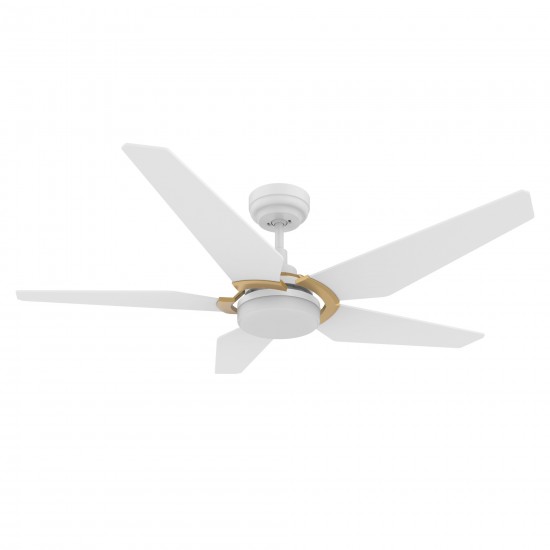 Woodrow 52 Inch 5-Blade Smart Ceiling Fan - White (Gold Detail)