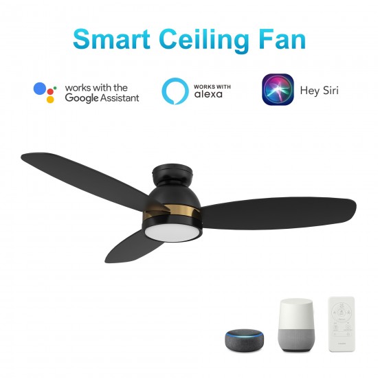 Fremont 52 Inch 3-Blade Smart Ceiling Fan - Black