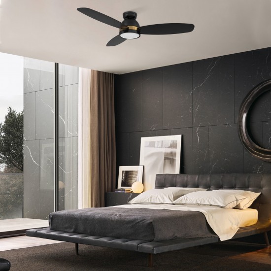 Fremont 52 Inch 3-Blade Smart Ceiling Fan - Black