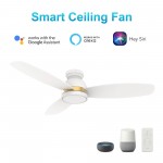 Fremont 52 Inch 3-Blade Smart Ceiling Fan - White