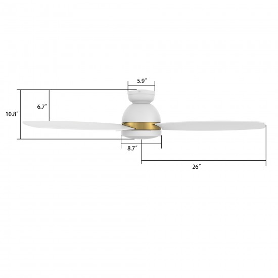 Fremont 52 Inch 3-Blade Smart Ceiling Fan - White