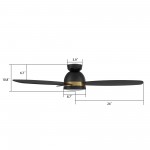 Fremont 48 Inch 3-Blade Smart Ceiling Fan - Black