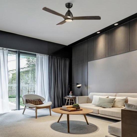 Riley 48 Inch 3-Blade Smart Ceiling Fan - Black