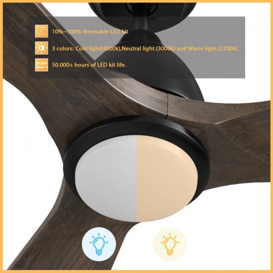 Riley 48 Inch 3-Blade Smart Ceiling Fan - Black