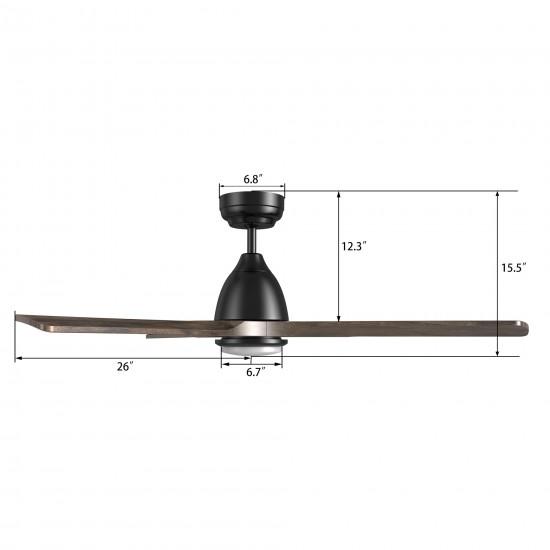 Riley 48 Inch 3-Blade Smart Ceiling Fan - Black