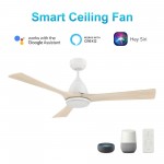 Perry 52 Inch 3-Blade Smart Ceiling Fan - White