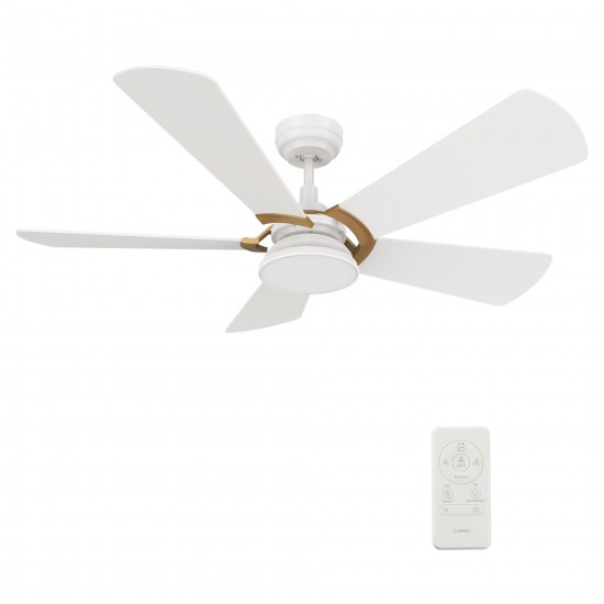 Savili 52 Inch 5-Blade Smart Ceiling Fan - White