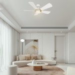 Savili 52 Inch 5-Blade Smart Ceiling Fan - White