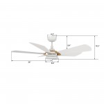 Savili 52 Inch 5-Blade Smart Ceiling Fan - White