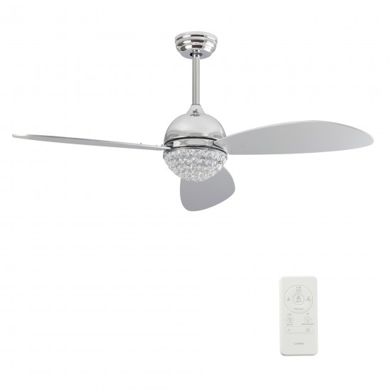 Coren 52 Inch 3-Blade Smart Ceiling Fan - Silver