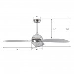 Coren 52 Inch 3-Blade Smart Ceiling Fan - Silver