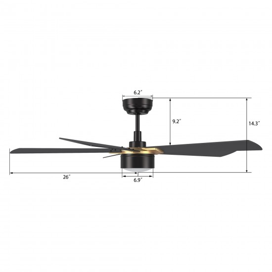 Stockton 52 Inch 5-Blade Smart Ceiling Fan - Black