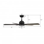 Olinda 52 Inch 5-Blade Smart Ceiling Fan - Black