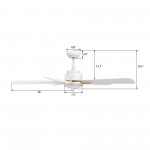 Olinda 52 Inch 5-Blade Smart Ceiling Fan - White