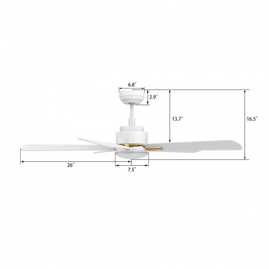 Olinda 52 Inch 5-Blade Smart Ceiling Fan - White