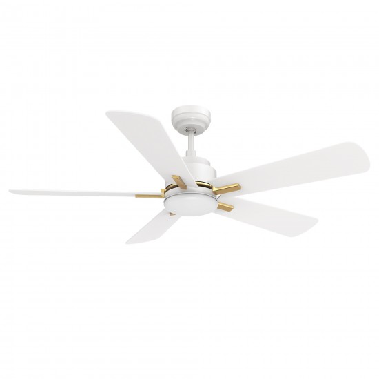 Olinda 52 Inch 5-Blade Smart Ceiling Fan - White