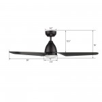 Toulon 52 Inch 3-Blade Smart Ceiling Fan - Black