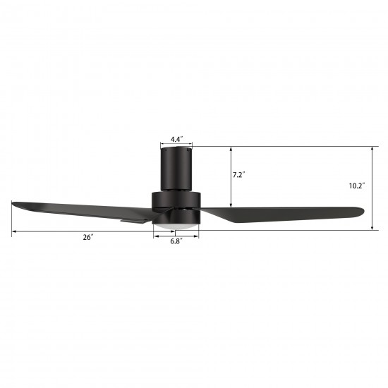 Madrid 52 Inch 3-Blade Smart Ceiling Fan - Black