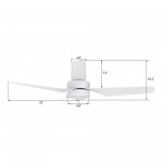 Porter 44 Inch 3-Blade Smart Ceiling Fan - White