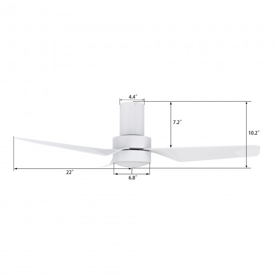 Porter 44 Inch 3-Blade Smart Ceiling Fan - White