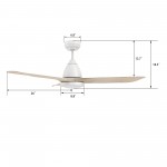 Garrick 52 Inch 3-Blade Smart Ceiling Fan - White