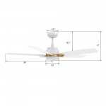 Peyton 52 Inch 5-Blade Smart Ceiling Fan - White