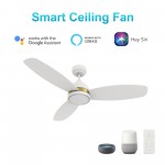 Fremont 48 Inch 3-Blade Smart Ceiling Fan - White