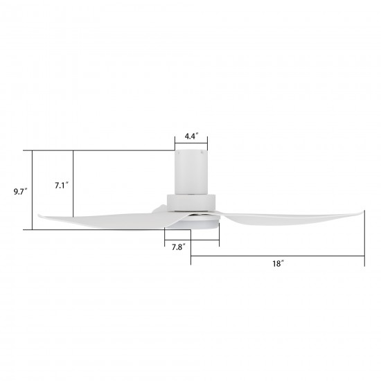 Ryna 36 Inch 3-Blade Smart Ceiling Fan - White